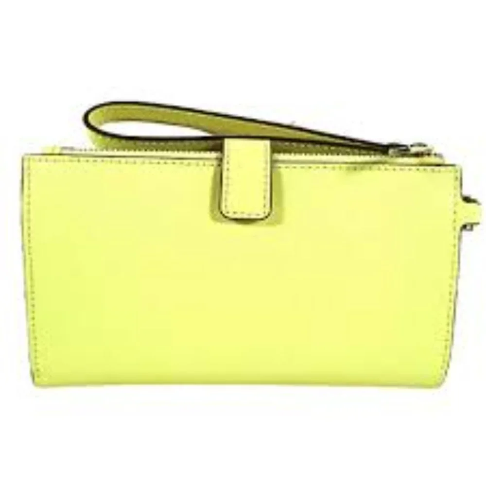 Michael Kors Jet Set Travel Large Double Zip Leather Wristlet Sunshine Yellow